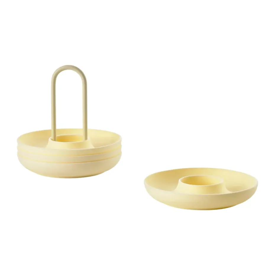 Singles eierdoppen 4-pack met houder, Limestone