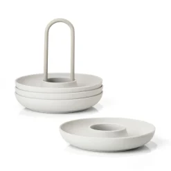 Singles eierdoppen 4-pack met houder, Warm Grey