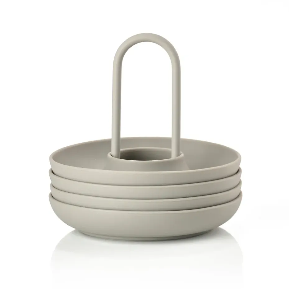 Singles eierdoppen 4-pack met houder, Mud