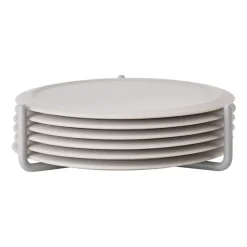 Singles glasonderzetter 6-pack met houder, Warm grey