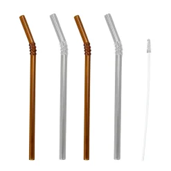 Smile rietjes 4-pack, Transparant-bruin