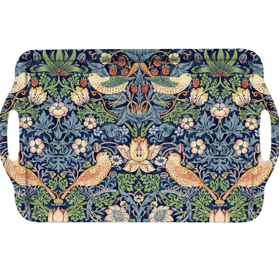 Strawberry Thief dienblad met handgreep, Blauw