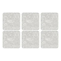 Strawberry Thief glazen onderzetter 6-pack, Grey