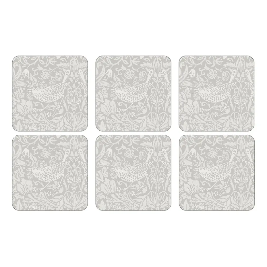 Strawberry Thief glazen onderzetter 6-pack, Grey