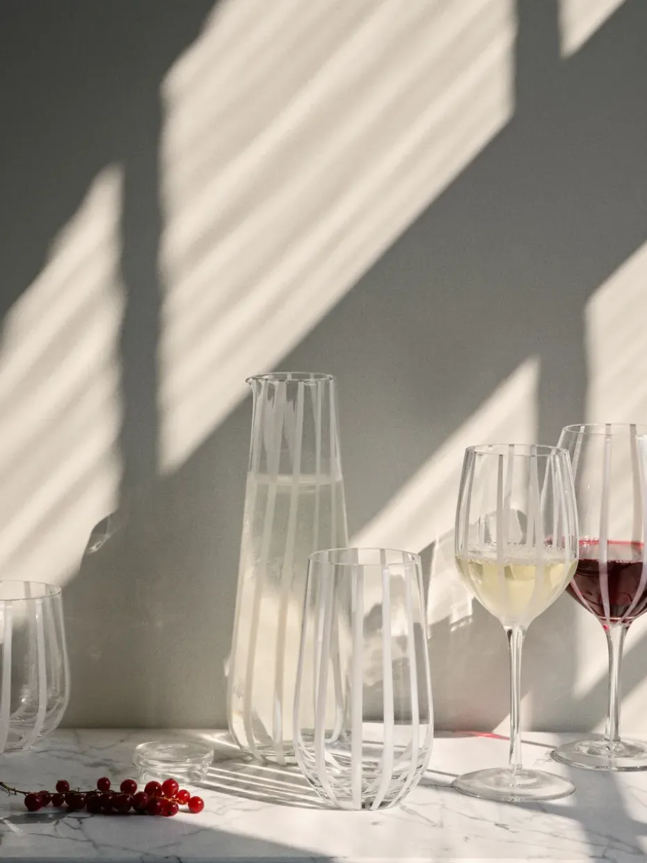 Stripe rodewijnglas 65 cl, Clear-white stripes