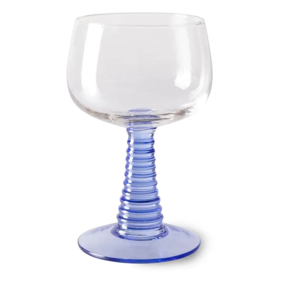 Swirl wijnglas hoog, Blue