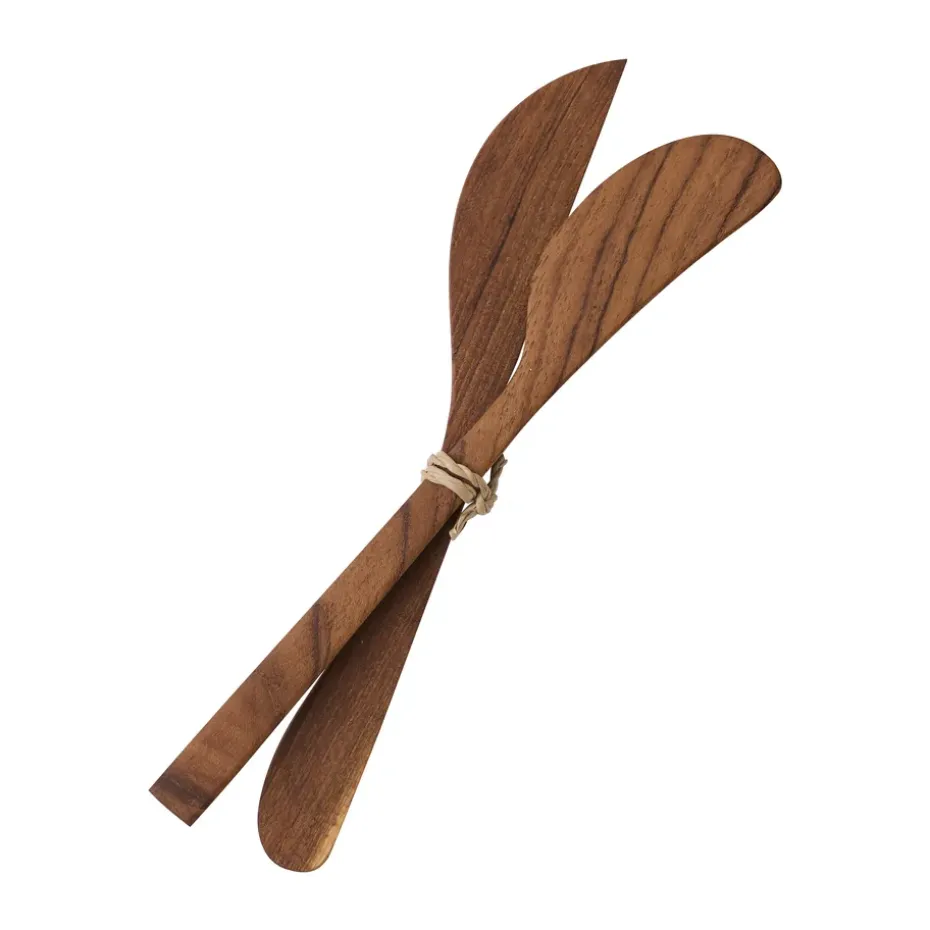 Teak botermes 2-pack, Bruin
