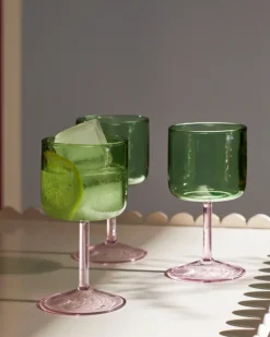 Tint wijnglas 25 cl 2-pack, Groen-roze