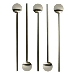 Tor cocktaillepel met rietje 20 cm 6-pack, Roestvrij staal
