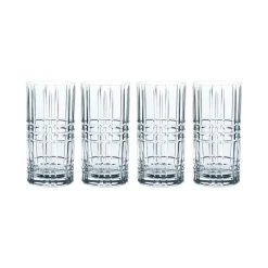 Vierkant longdrinkglas, 4 stuks, 44 cl