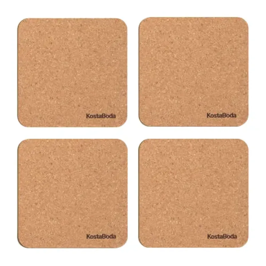 Viva glasonderzetters 9,6x9,6 cm 4-pack, Kurk