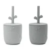 Wally beker met peekaboo rietje 2-pack, Grijs