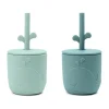 Wally beker met peekaboo rietje 2-pack, Blauw