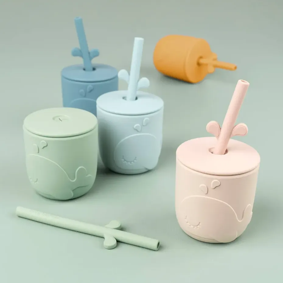 Wally beker met peekaboo rietje 2-pack, Blauw