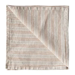 Washed linen servet, Hazelnoot streep