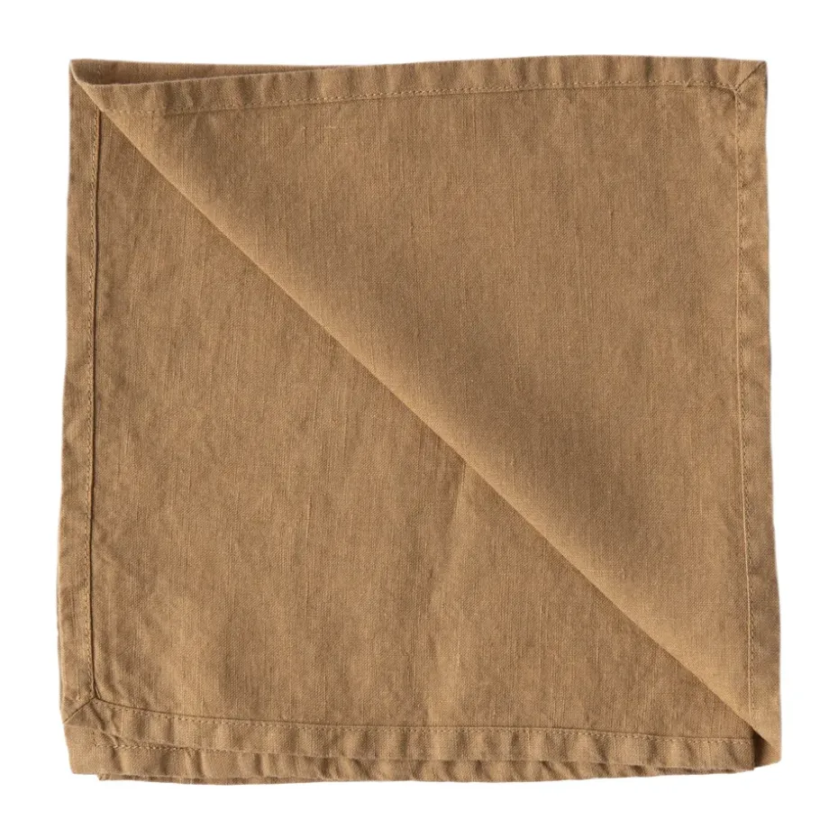 Washed linen servet, Hazelnoot